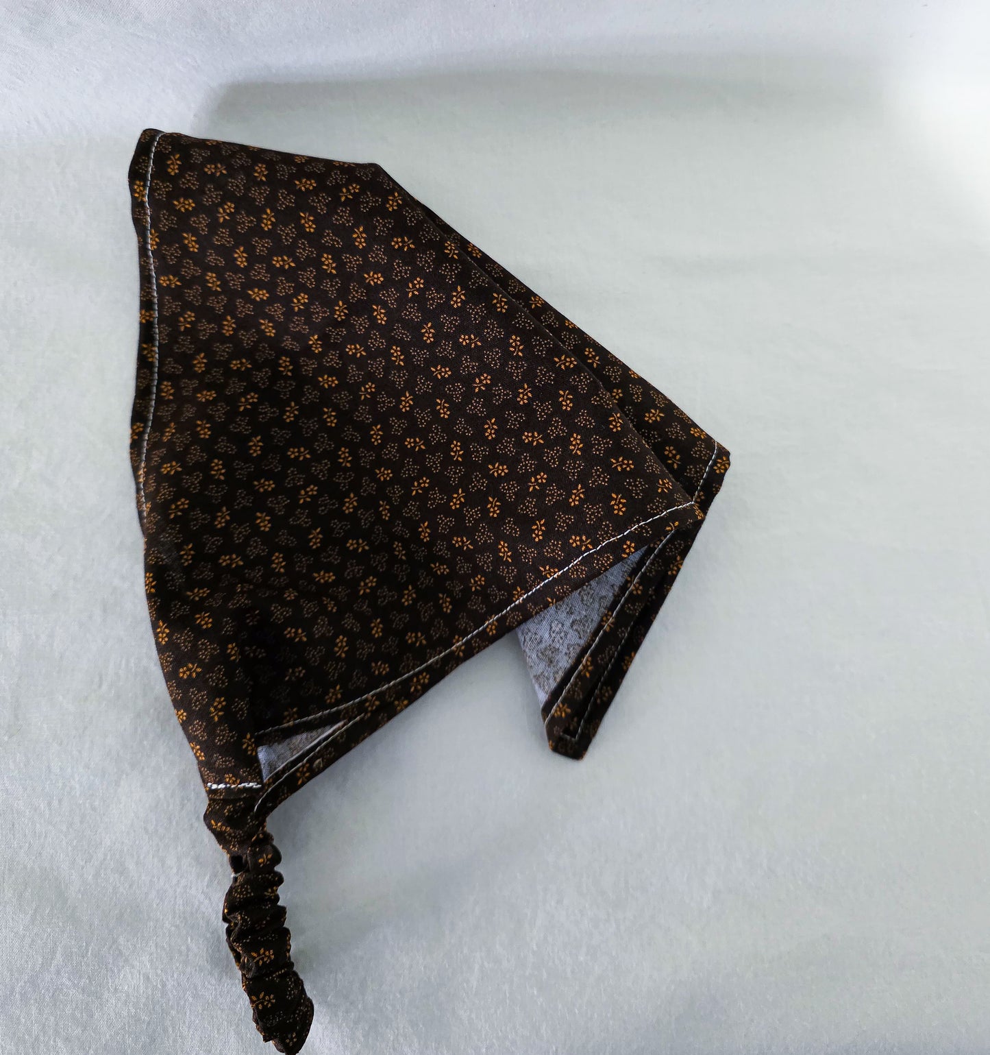 Brown Autumn Leaf Print Elastic Hair Bandana