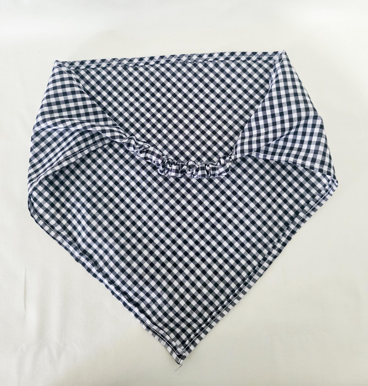 Black and White Gingham Print Elastic Hair Bandana