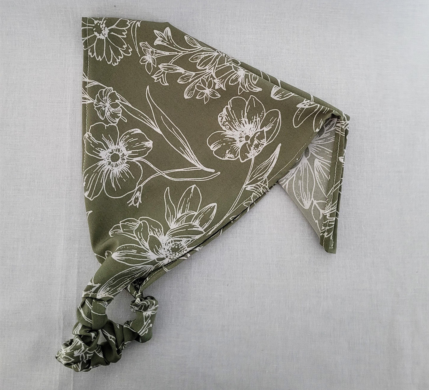 Green Floral Elastic Hair Bandana