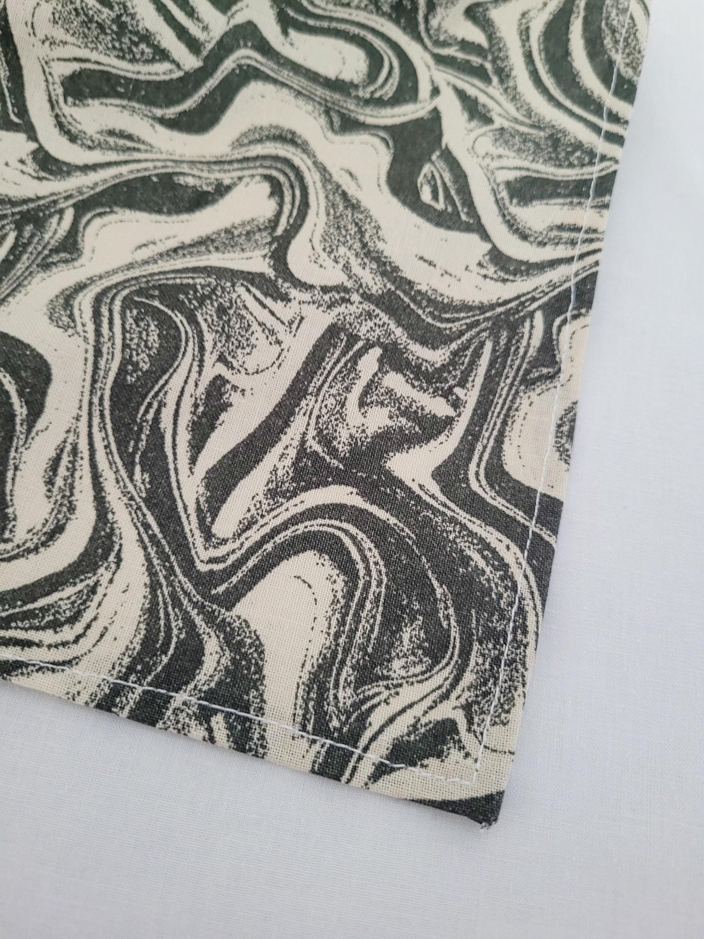 Black and Off White Marble Print Elastic Hair Bandana