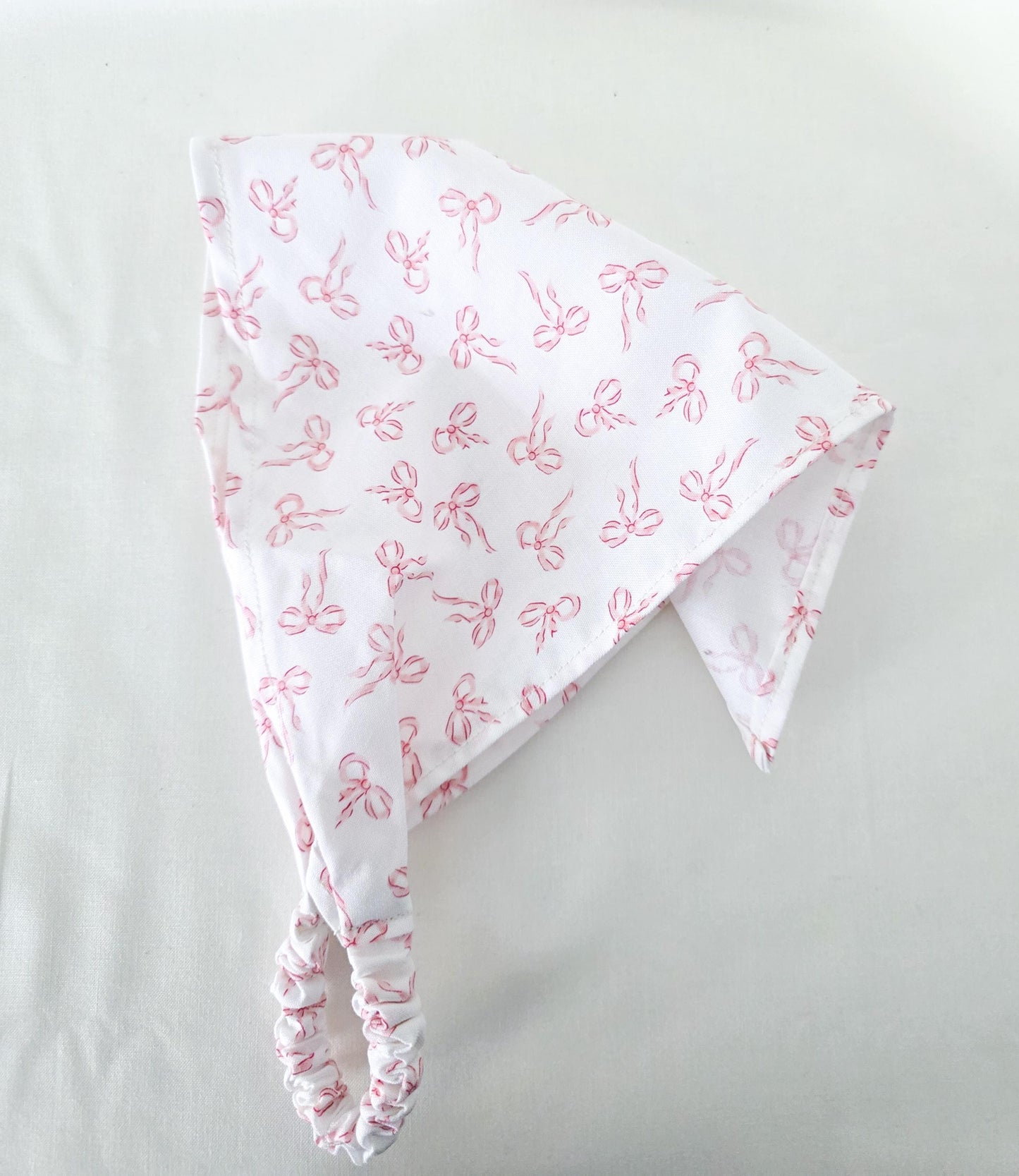 Coquette Pink Bow Print Elastic Hair Bandana