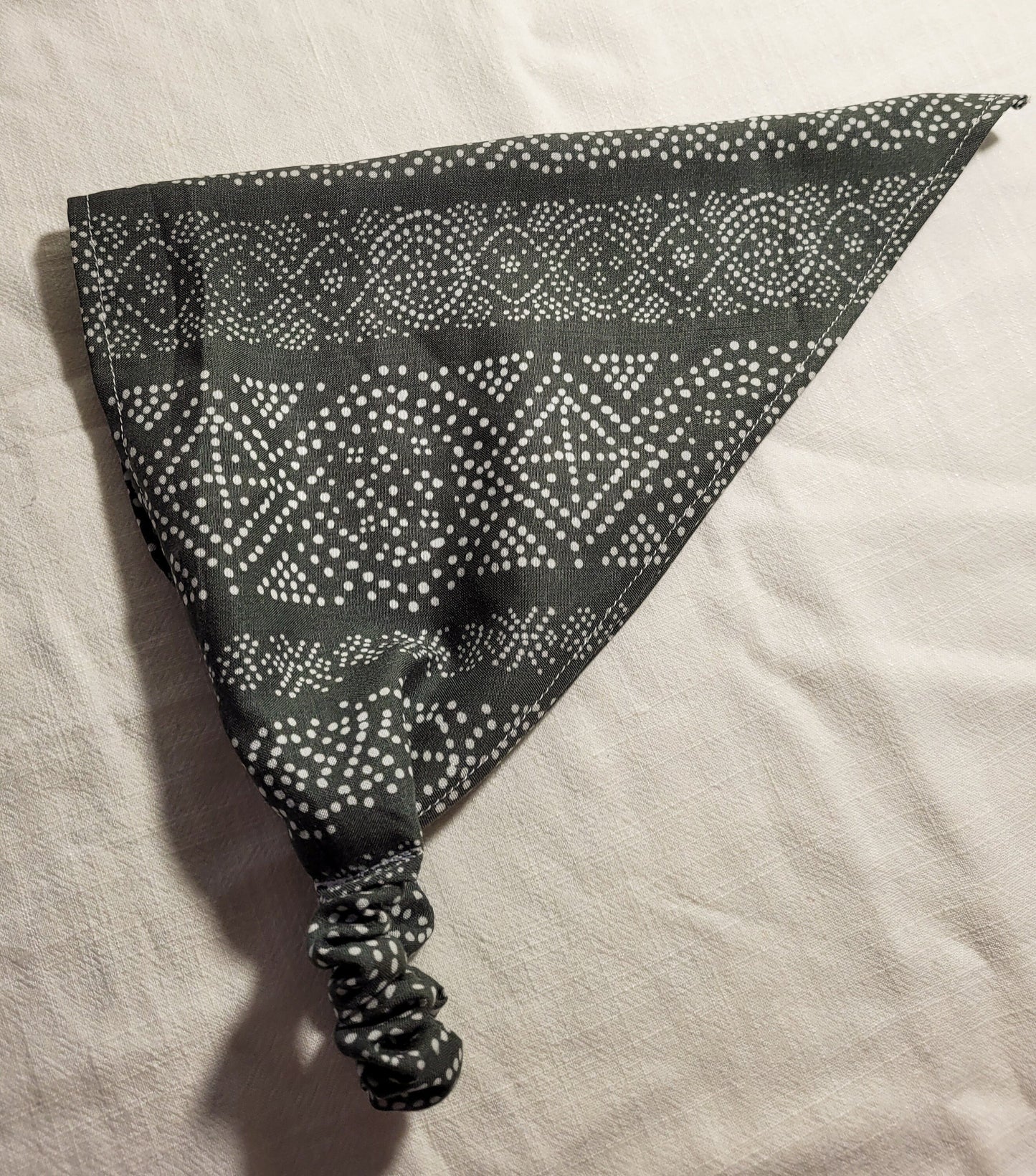 Green & White Elastic Hair Bandana