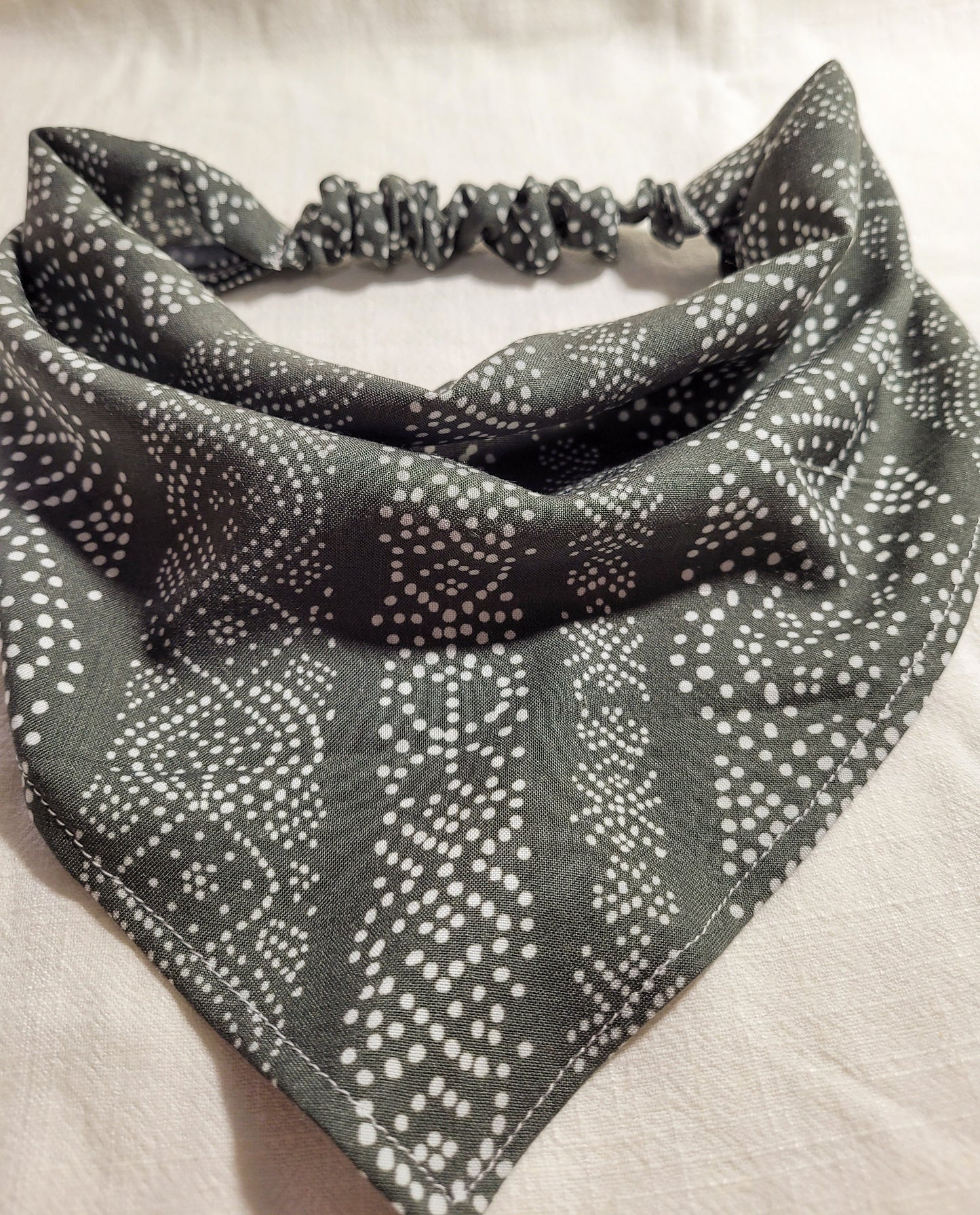 Green & White Elastic Hair Bandana