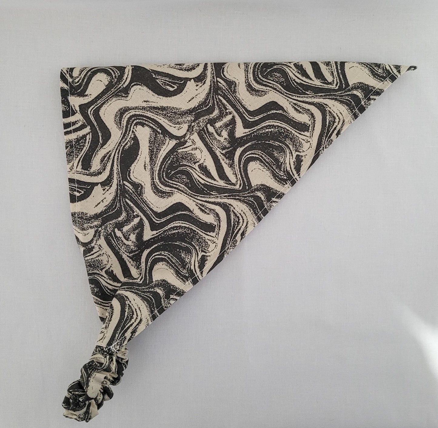 Black and Off White Marble Print Elastic Hair Bandana
