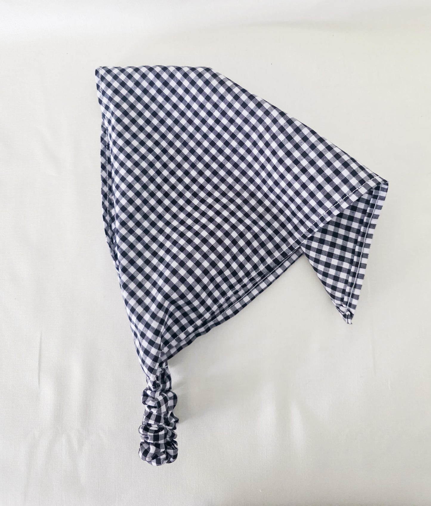 Black and White Gingham Print Elastic Hair Bandana