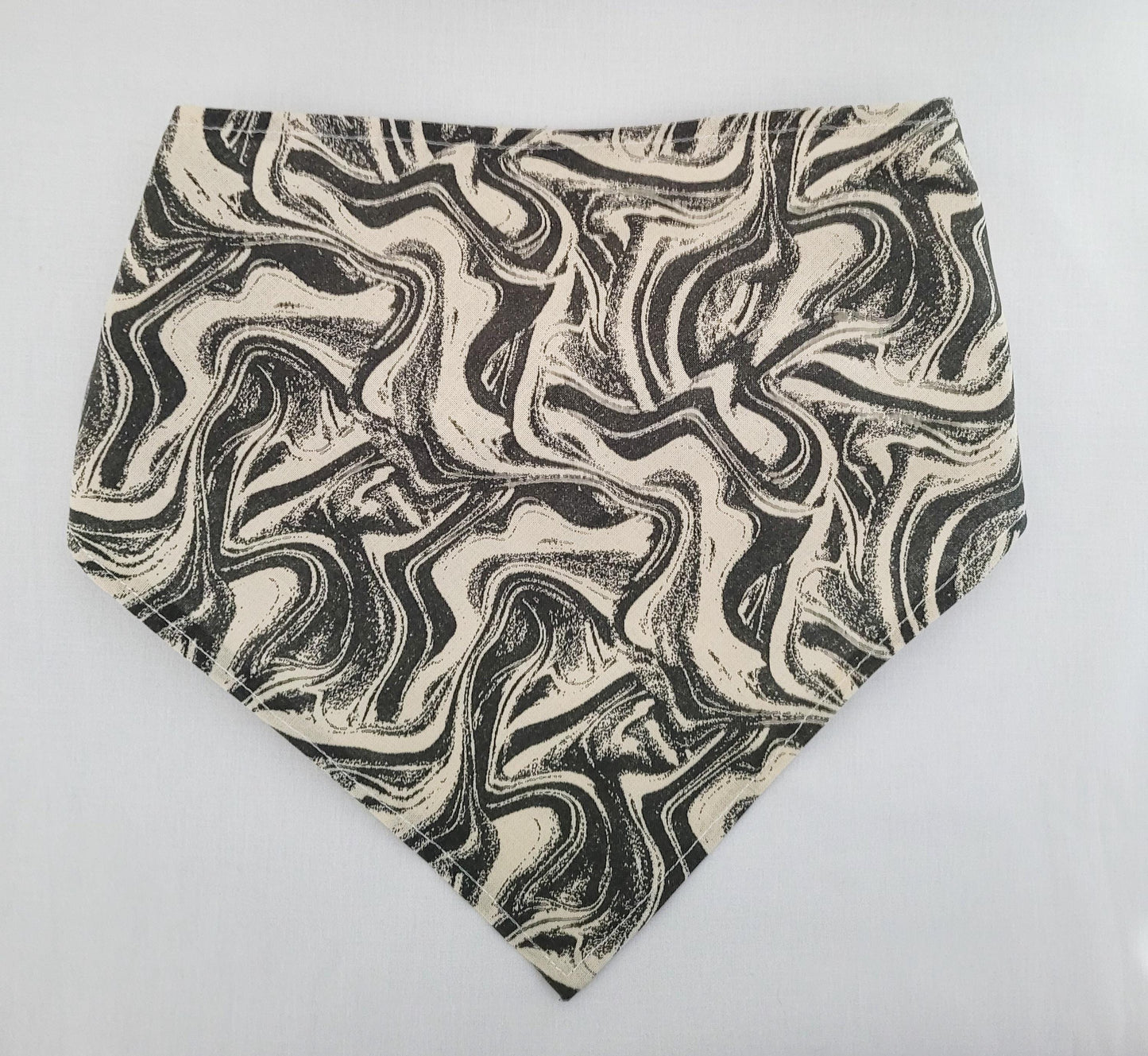 Black and Off White Marble Print Elastic Hair Bandana