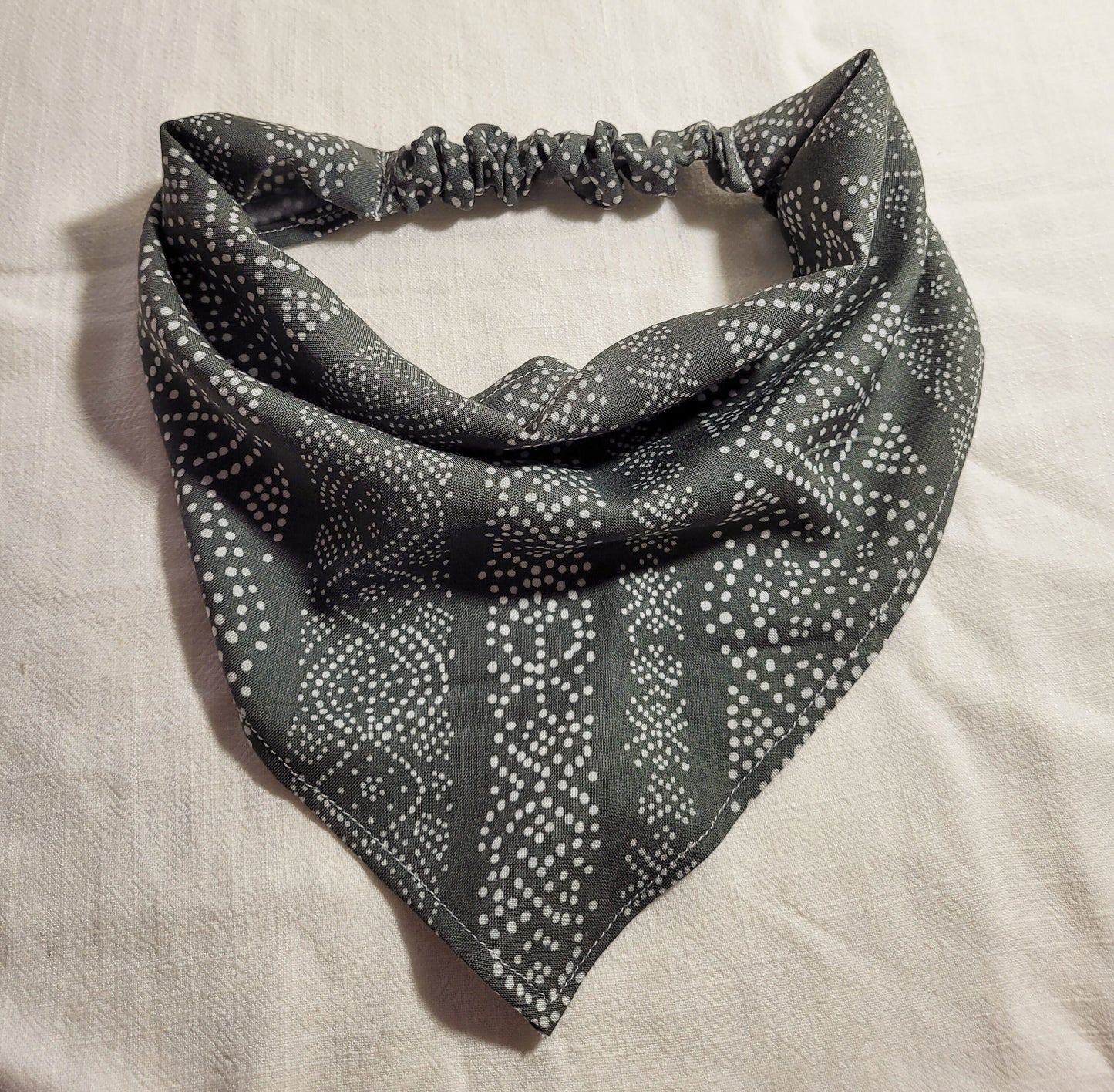 Green & White Elastic Hair Bandana