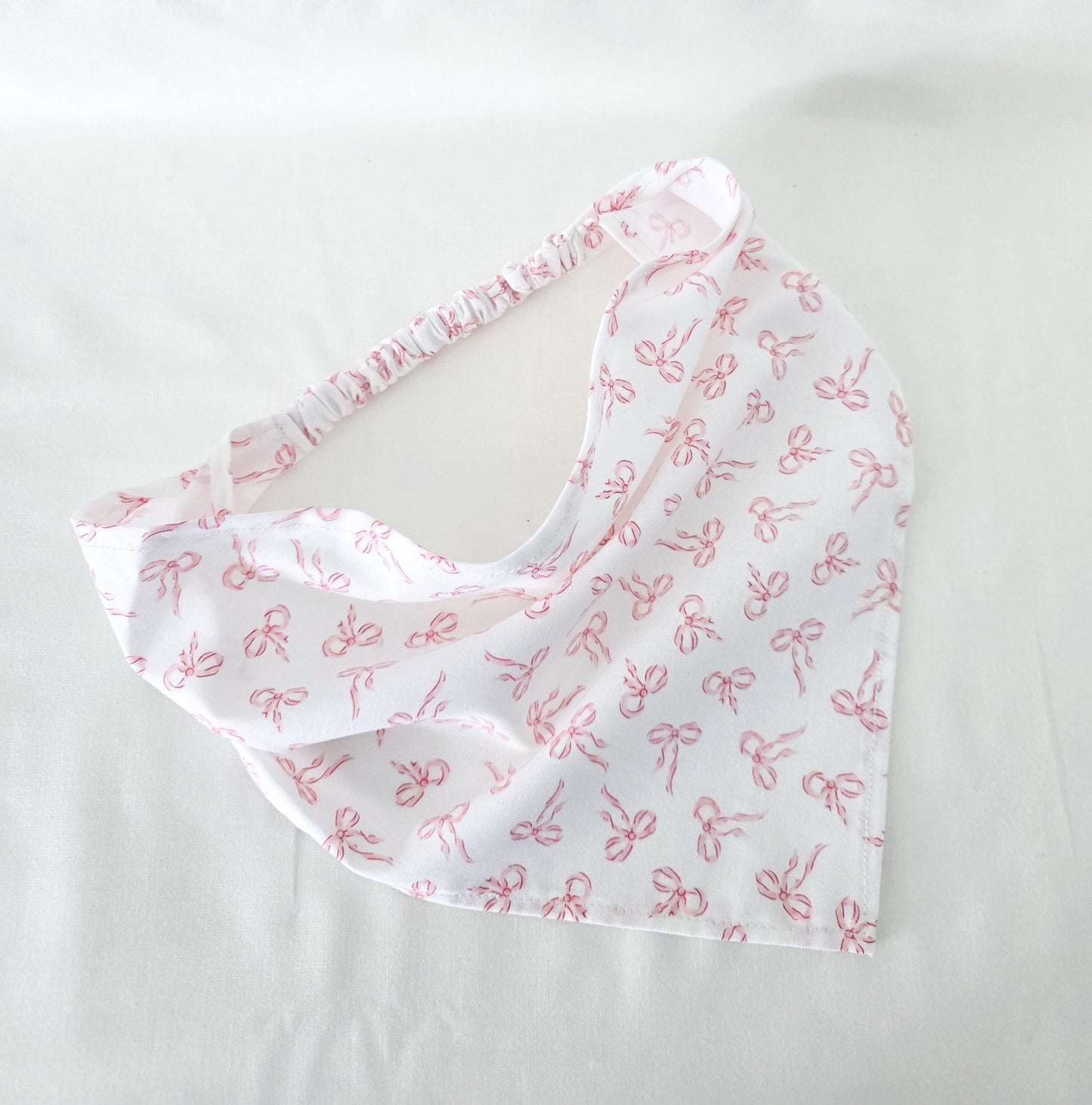 Coquette Pink Bow Print Elastic Hair Bandana