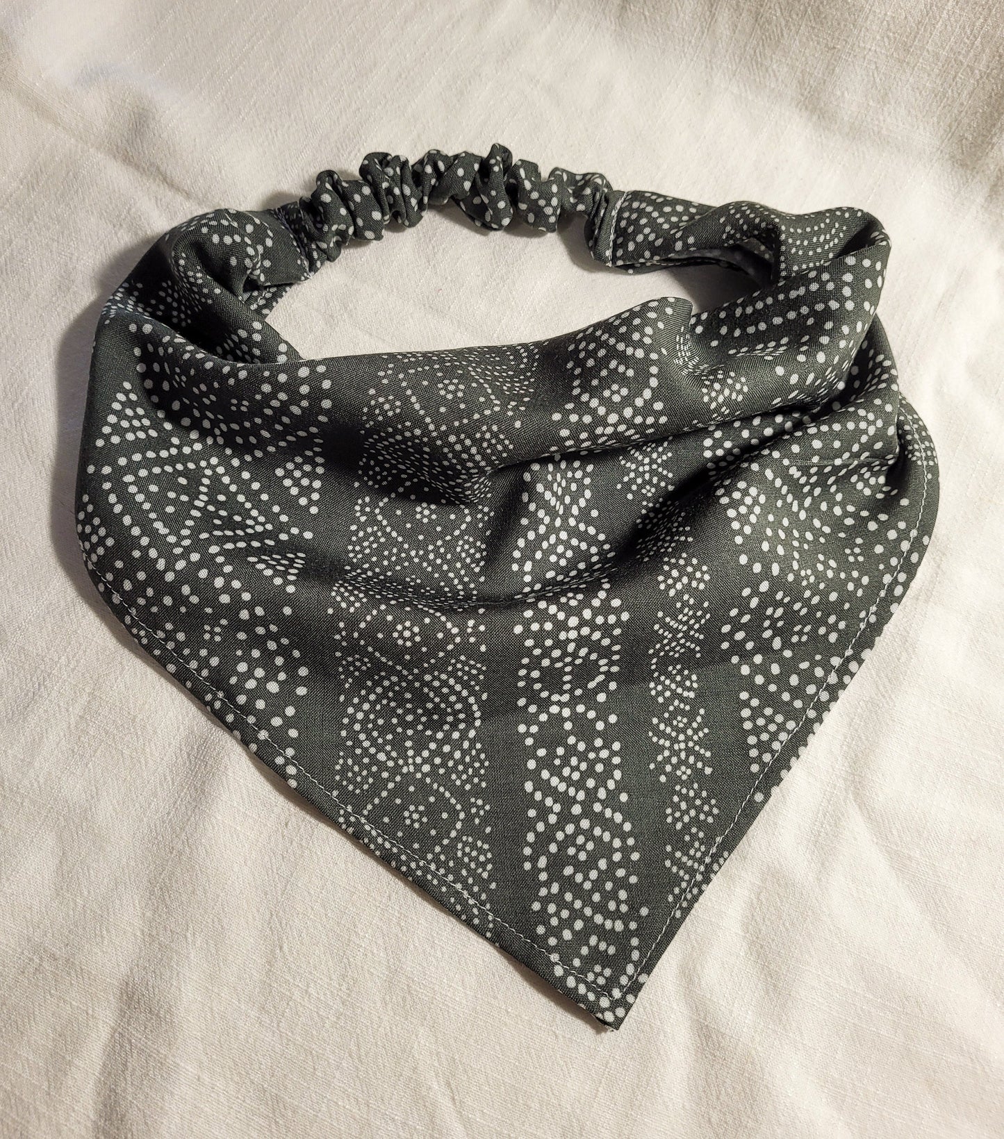 Green & White Elastic Hair Bandana