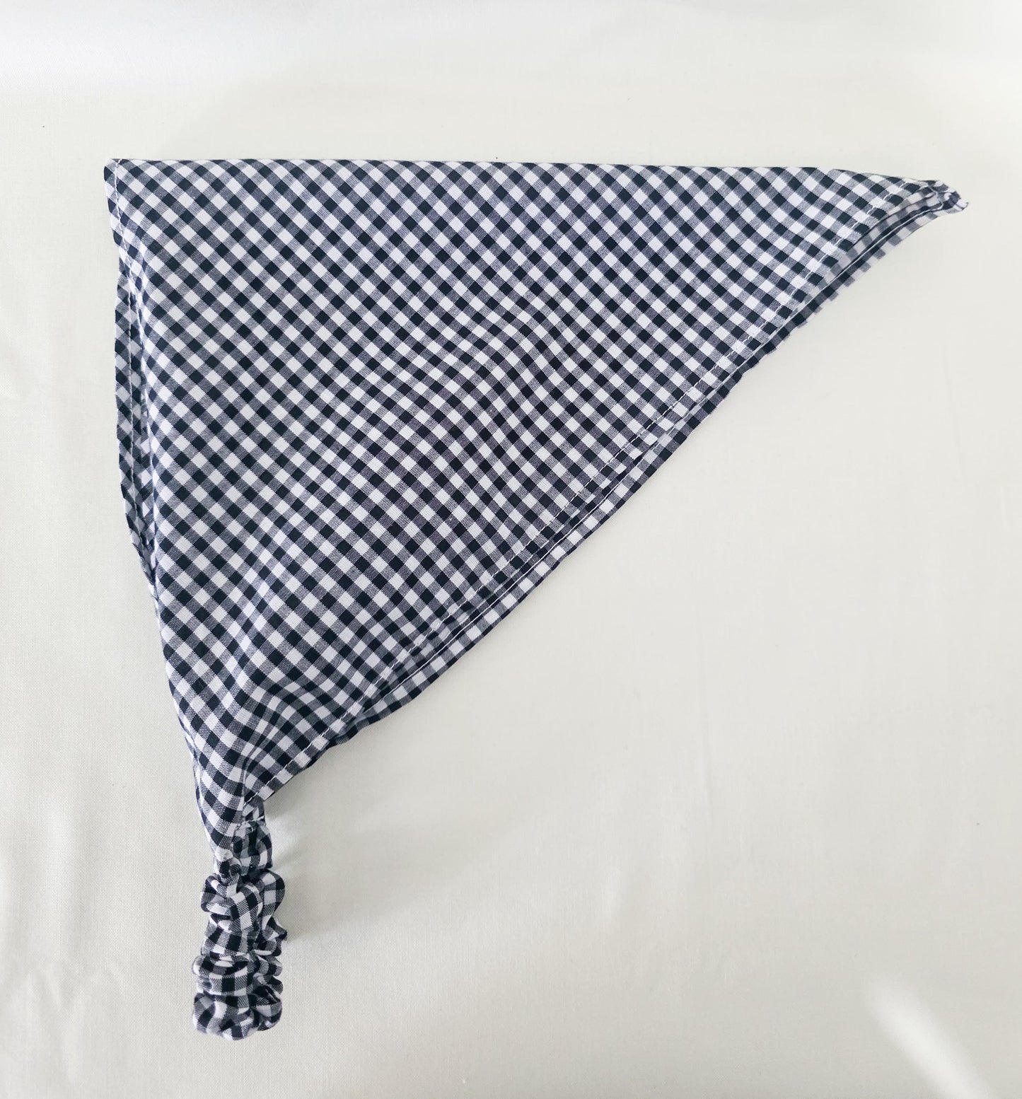 Black and White Gingham Print Elastic Hair Bandana