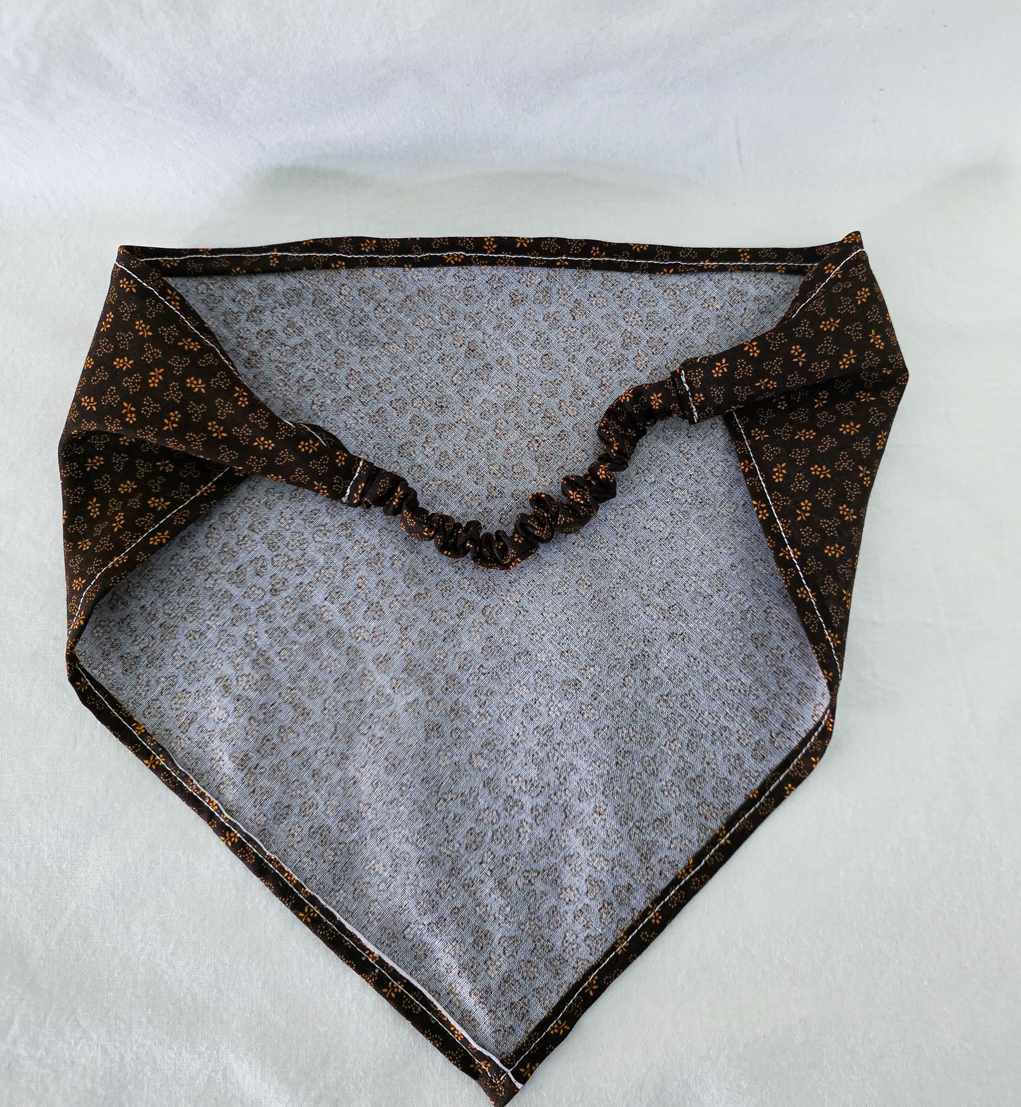 Brown Autumn Leaf Print Elastic Hair Bandana