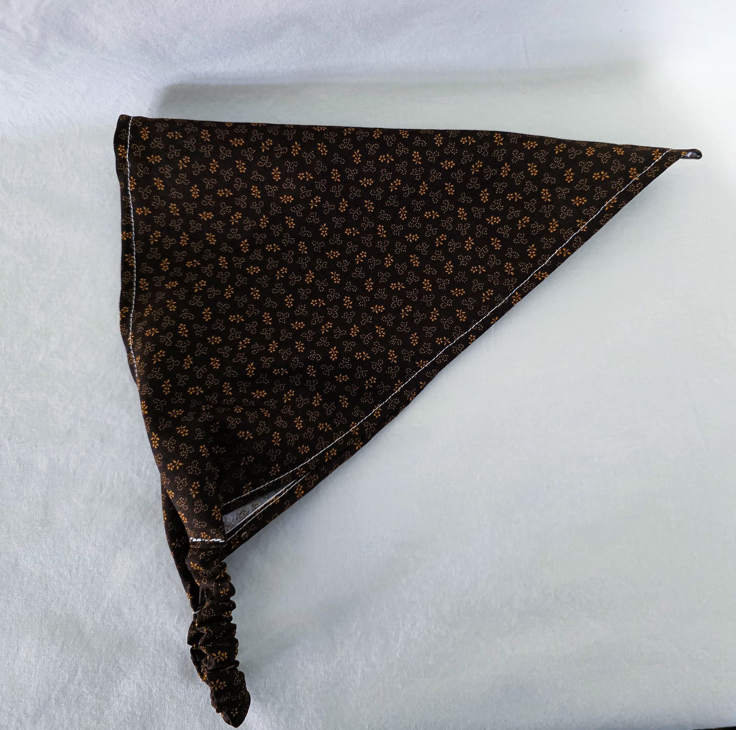 Brown Autumn Leaf Print Elastic Hair Bandana