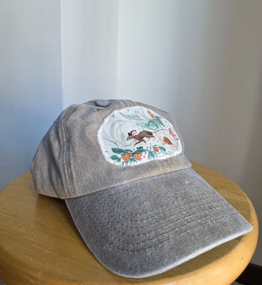 Whimsical Mouse Hat - Hand Embroidered