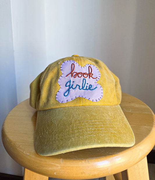 Book Girlie Hat - Hand Embroidered