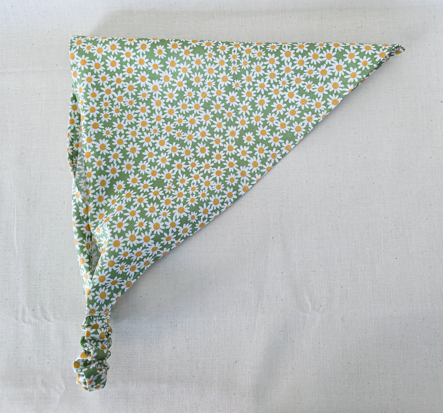 Green Daisy Floral Print Cotton Elastic Hair Bandana