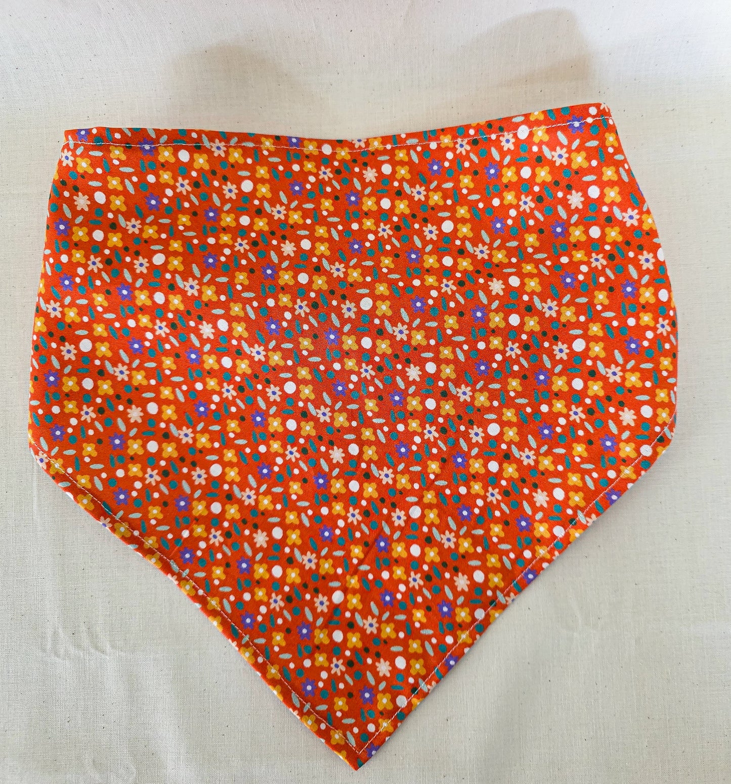 Orange Dainty Floral Print Cotton Elastic Hair Bandana