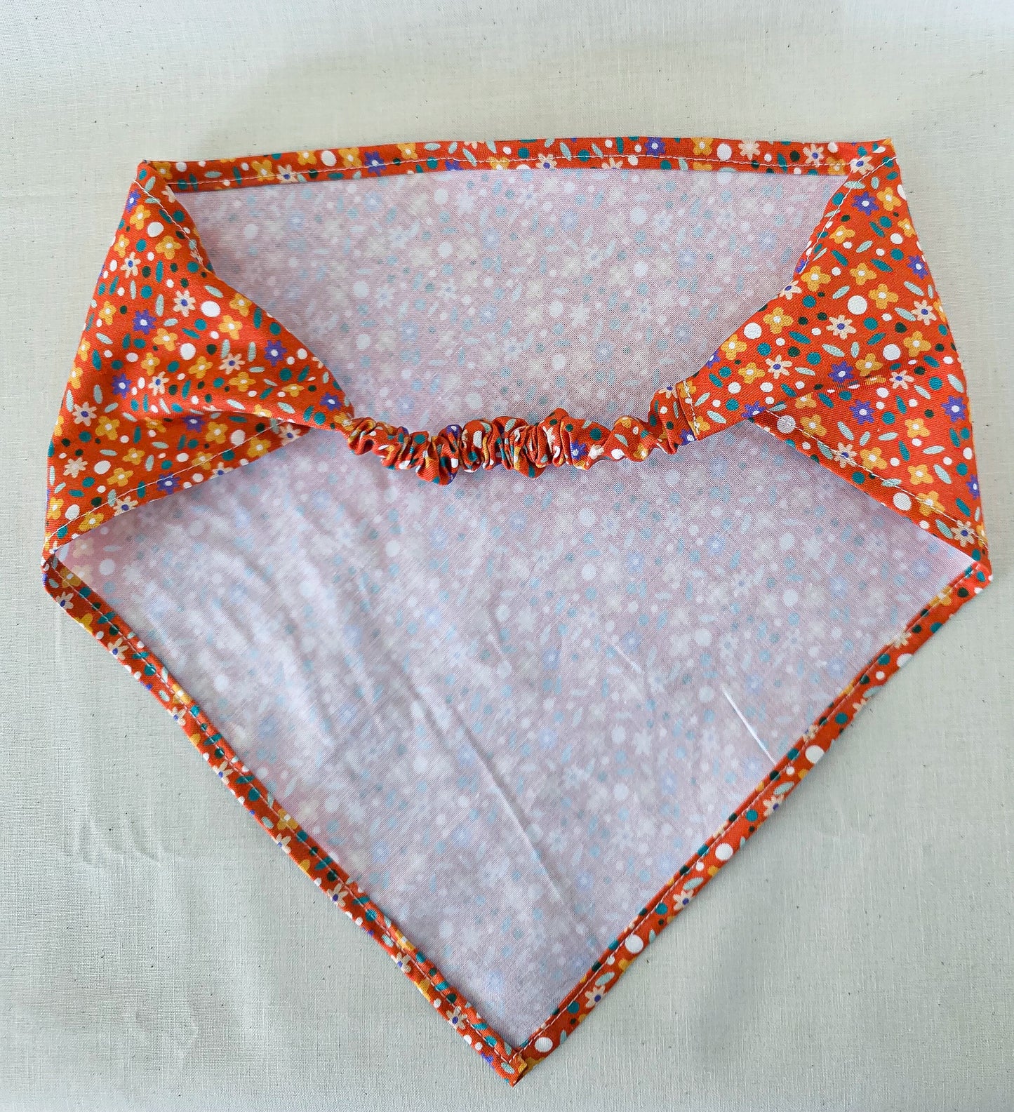Orange Dainty Floral Print Cotton Elastic Hair Bandana