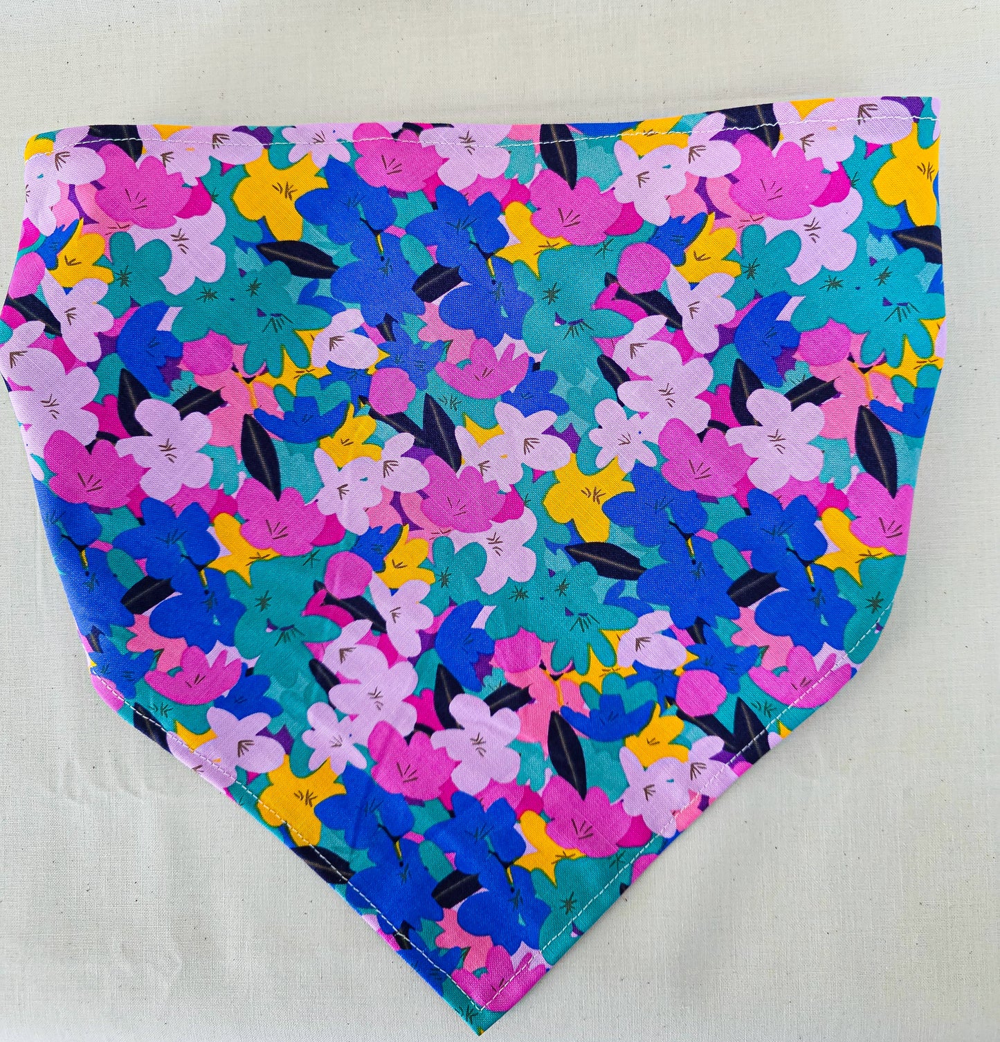 Jewel Toned Floral Print Cotton Elastic Hair Bandana