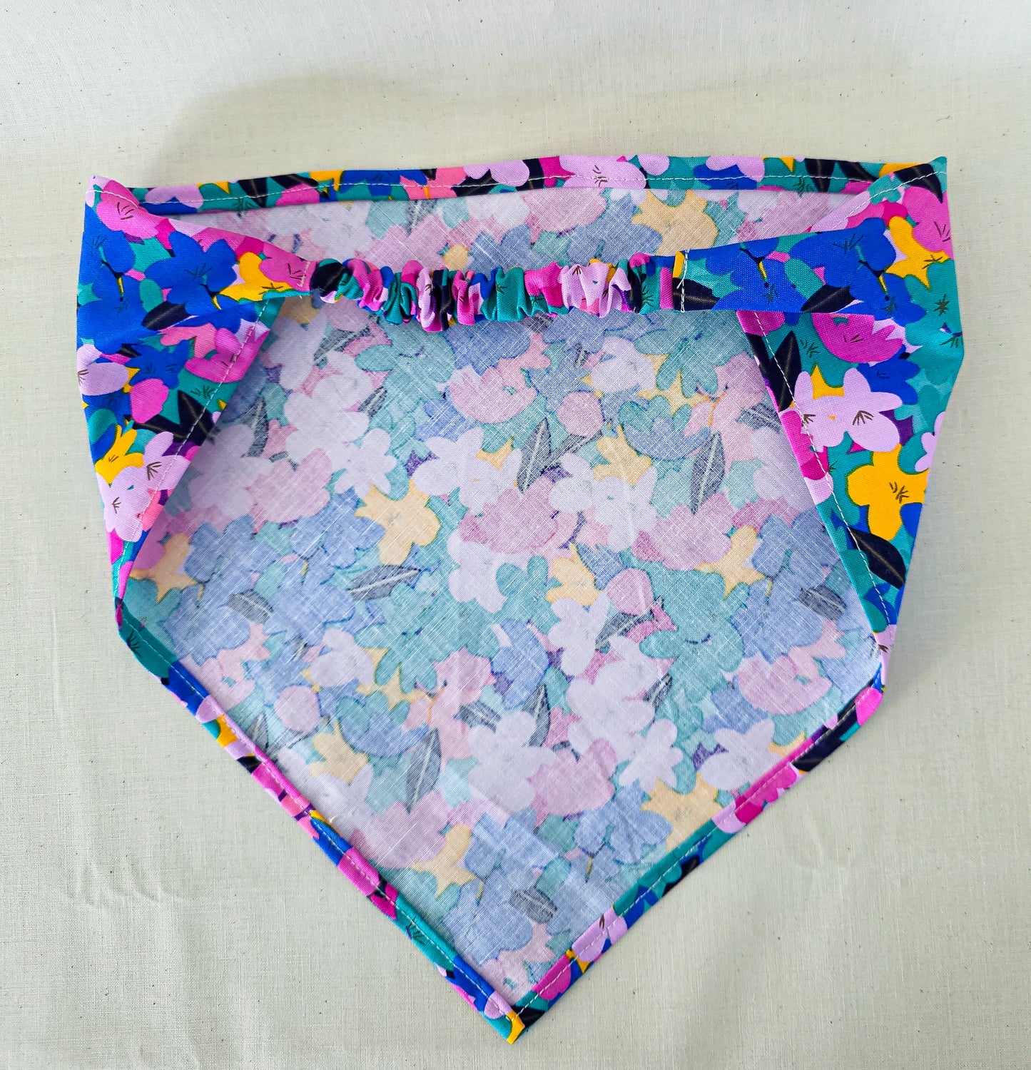Jewel Toned Floral Print Cotton Elastic Hair Bandana