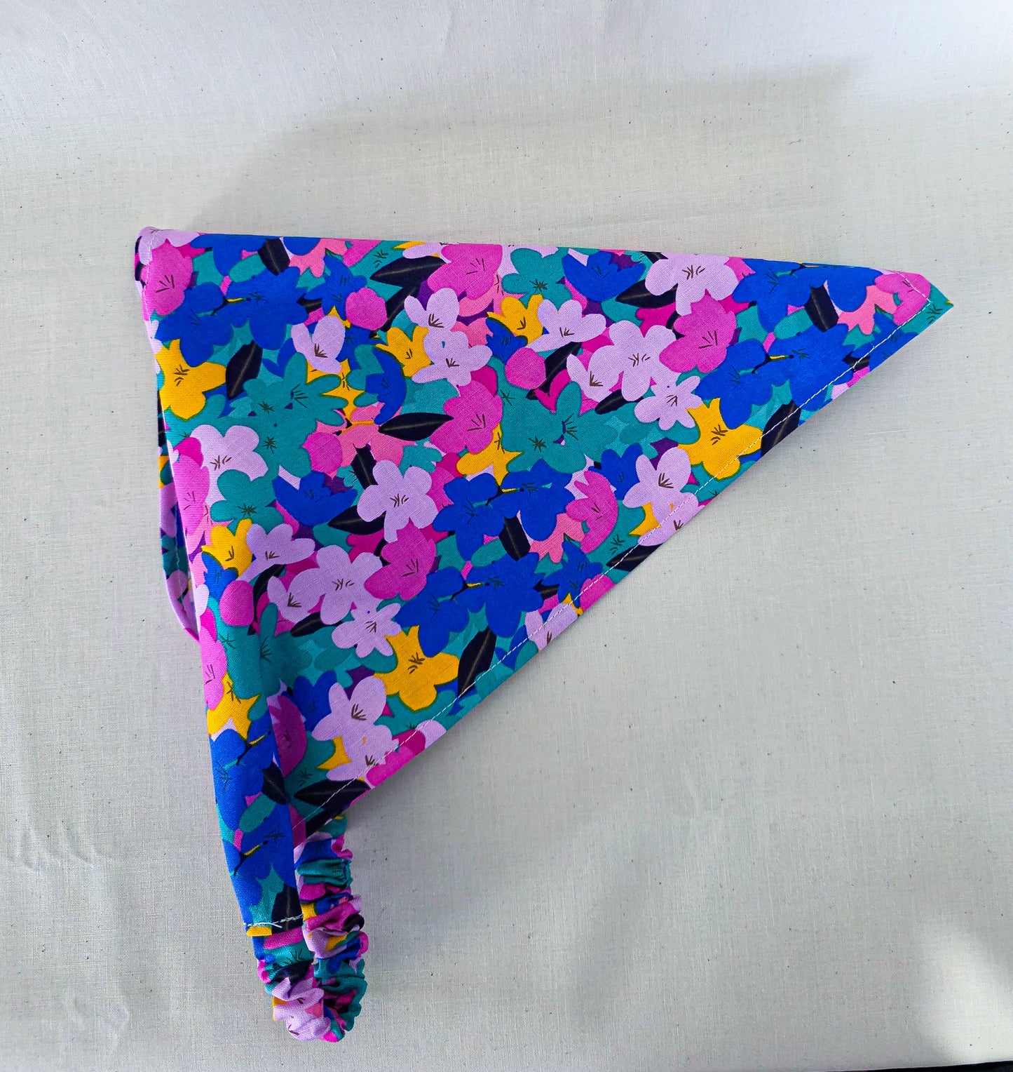 Jewel Toned Floral Print Cotton Elastic Hair Bandana