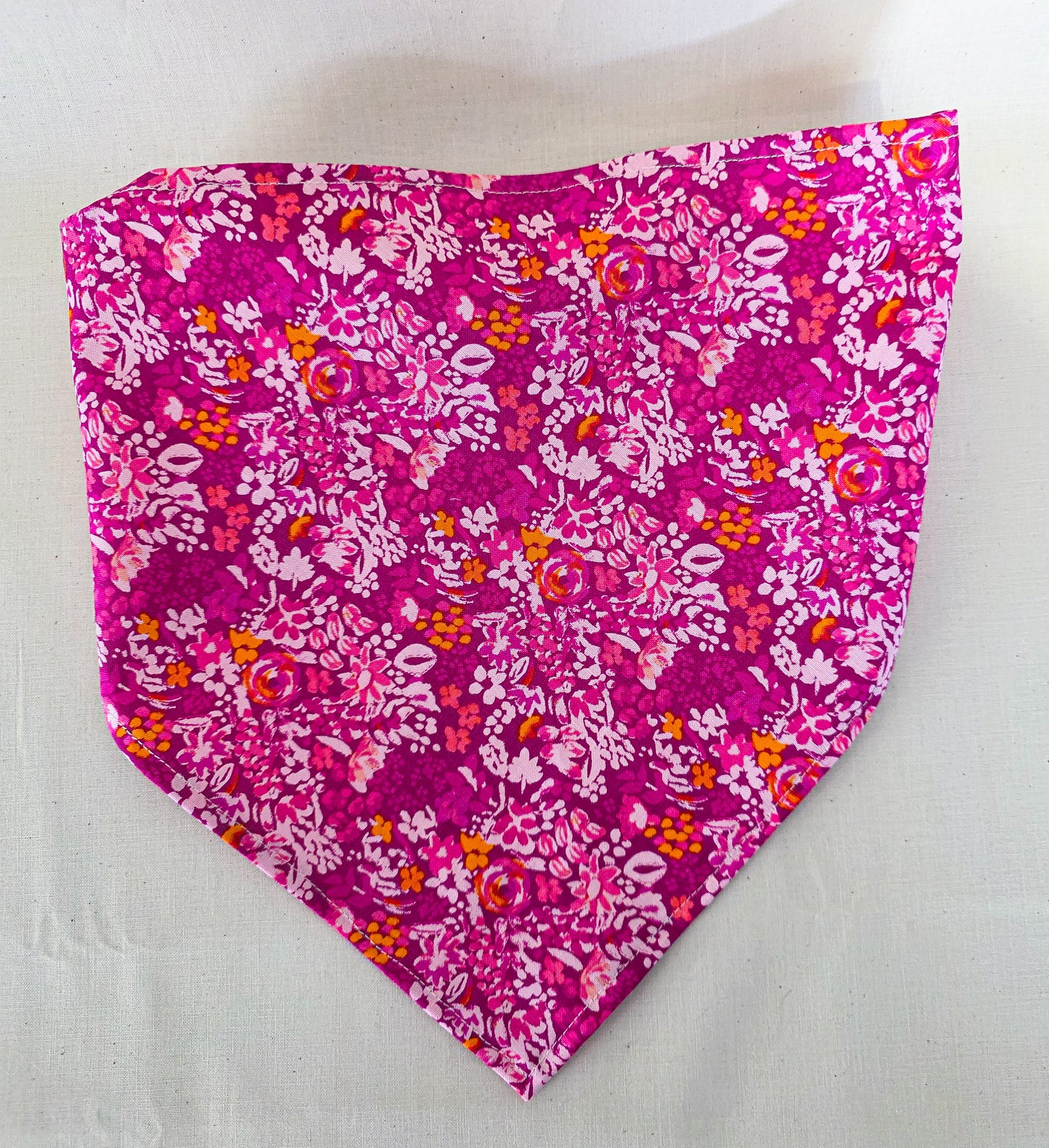 Pink Floral Print Cotton Elastic Hair Bandana