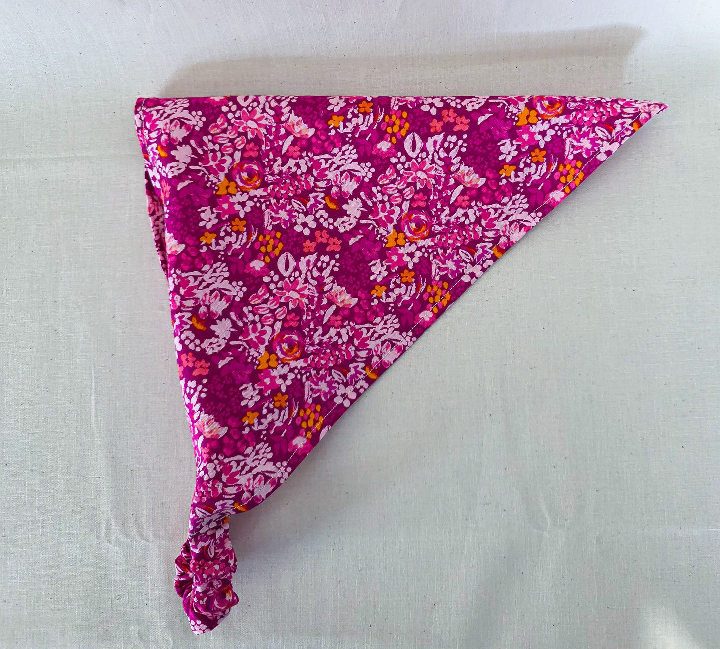 Pink Floral Print Cotton Elastic Hair Bandana
