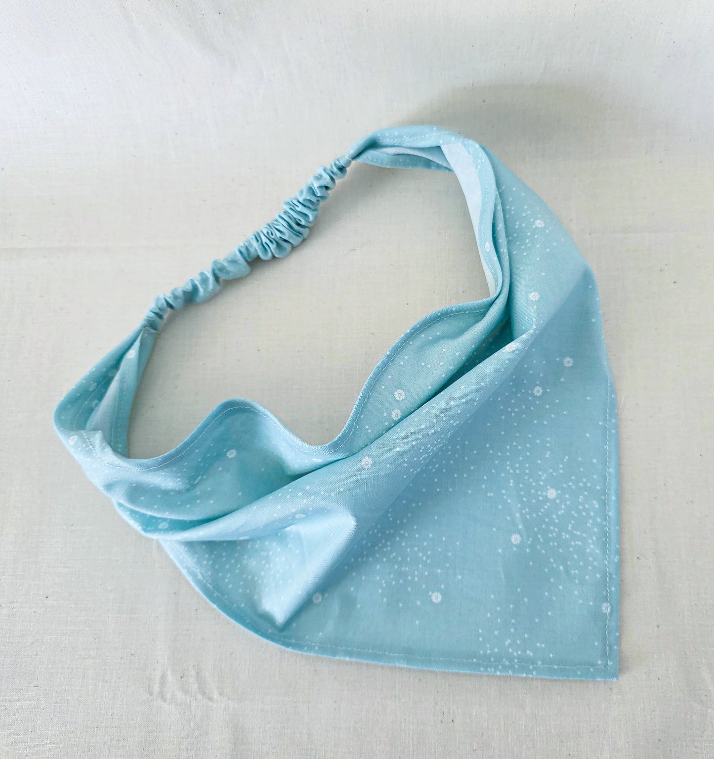 Light Blue Cotton Elastic Hair Bandana