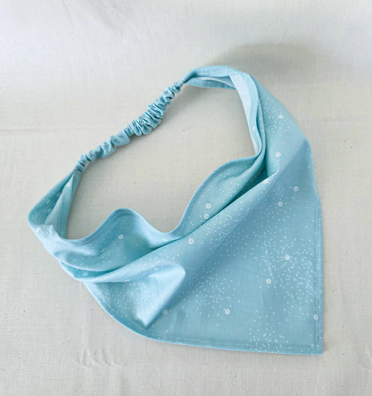 Light Blue Cotton Elastic Hair Bandana