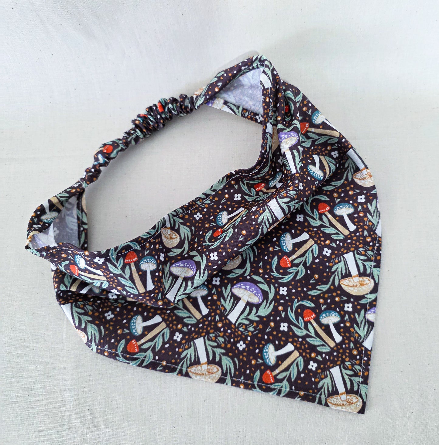 Brown Mushroom Print Elastic Hair Bandana