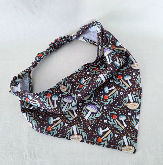 Brown Mushroom Print Elastic Hair Bandana