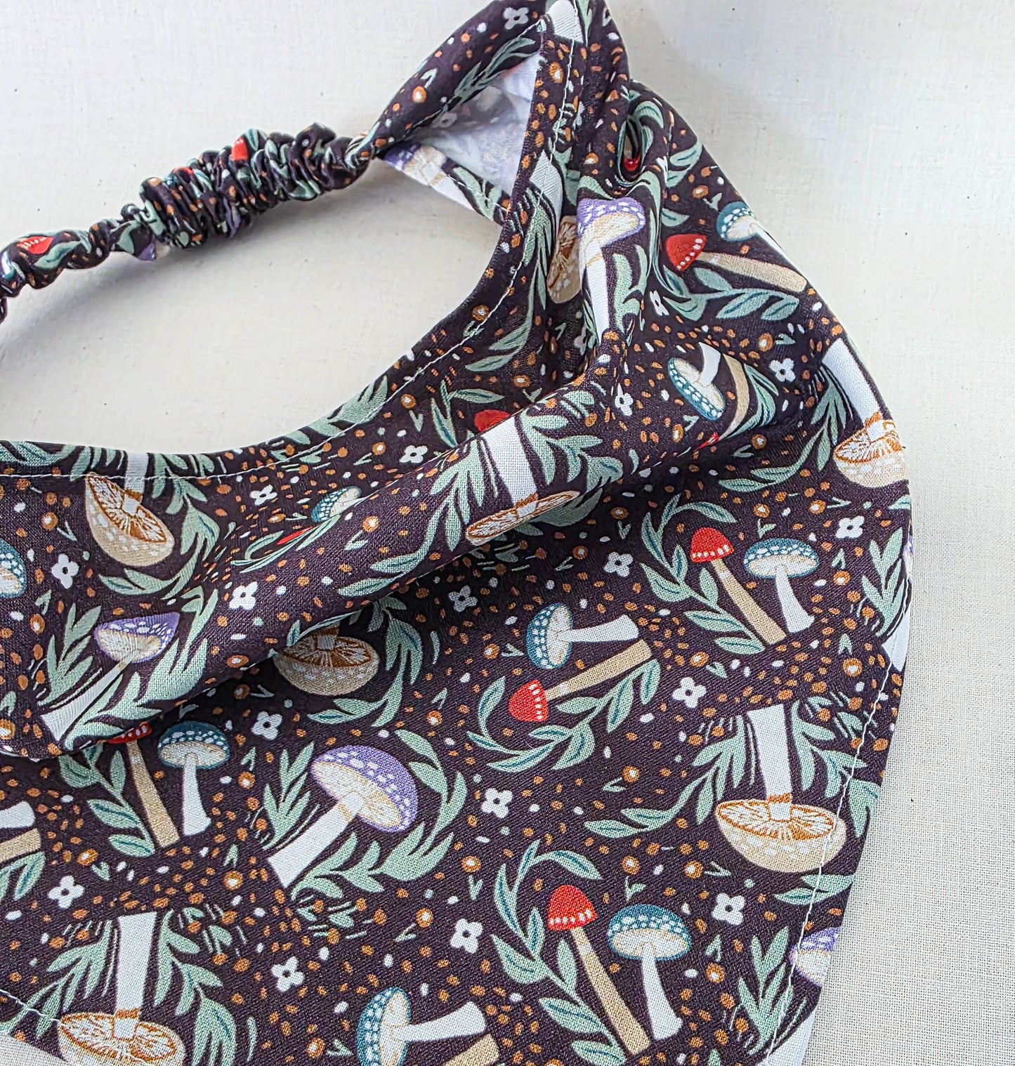 Brown Mushroom Print Elastic Hair Bandana