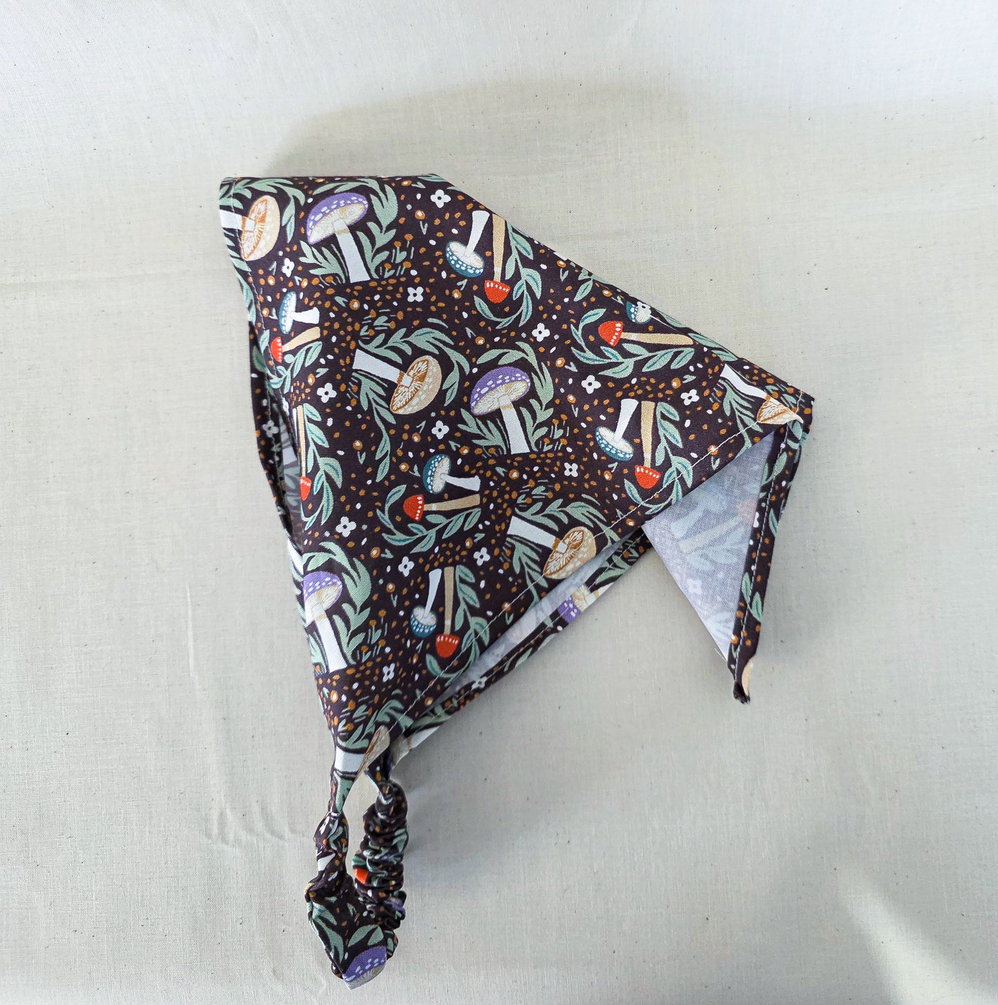 Brown Mushroom Print Elastic Hair Bandana