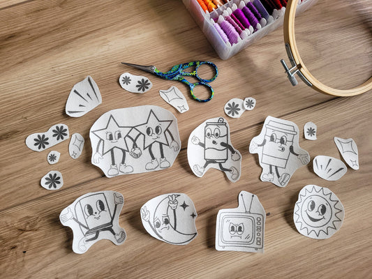 Retro Cartoon Stick and Stitch Embroidery Patterns