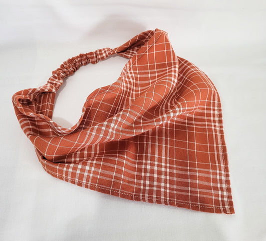 Burnt Orange Plaid Autumn Elastic Hair Bandana