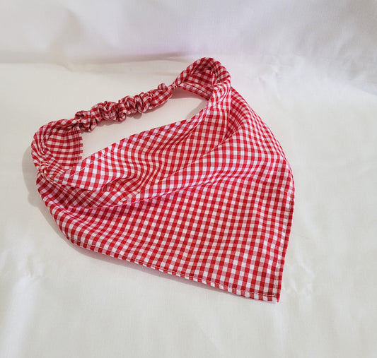 Red Gingham Elastic Hair Bandana, Gifts for Her