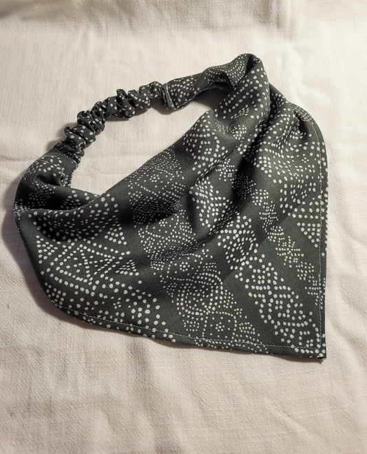 Green & White Elastic Hair Bandana