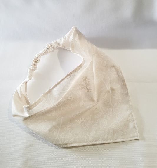 Cottagecore Cream Rose Elastic Hair Bandana