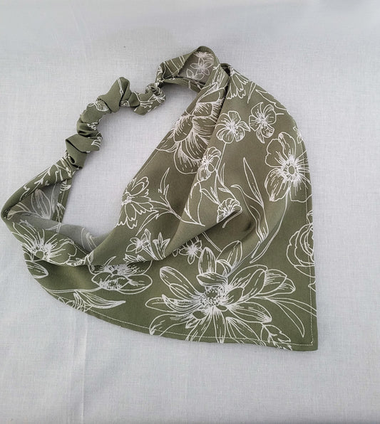 Green Floral Elastic  Hair Bandana