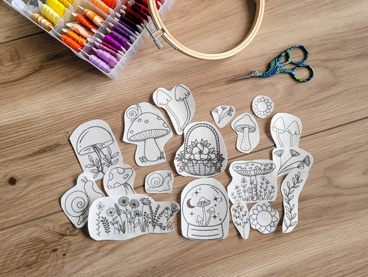 Mushroom Stick and Stitch Embroidery Patterns