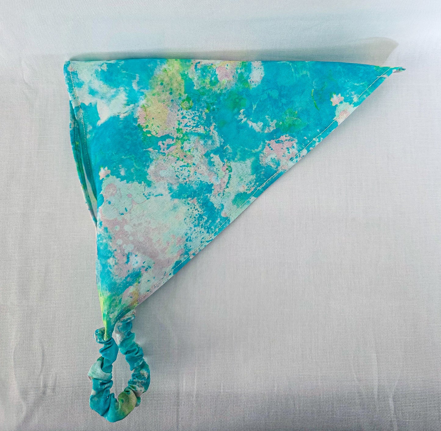 Bright Blue Marble Print Elastic Hair Bandana