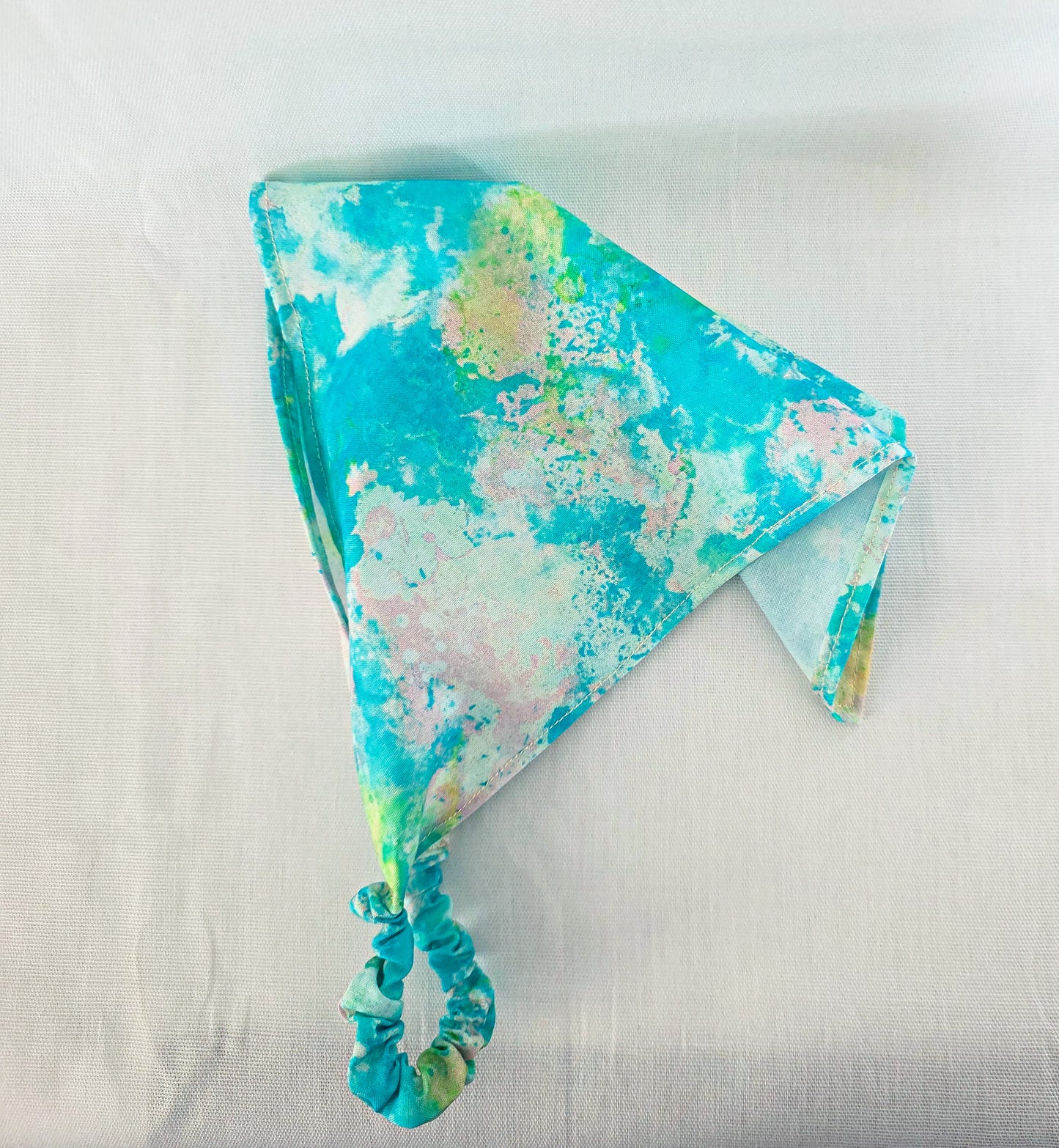 Bright Blue Marble Print Elastic Hair Bandana