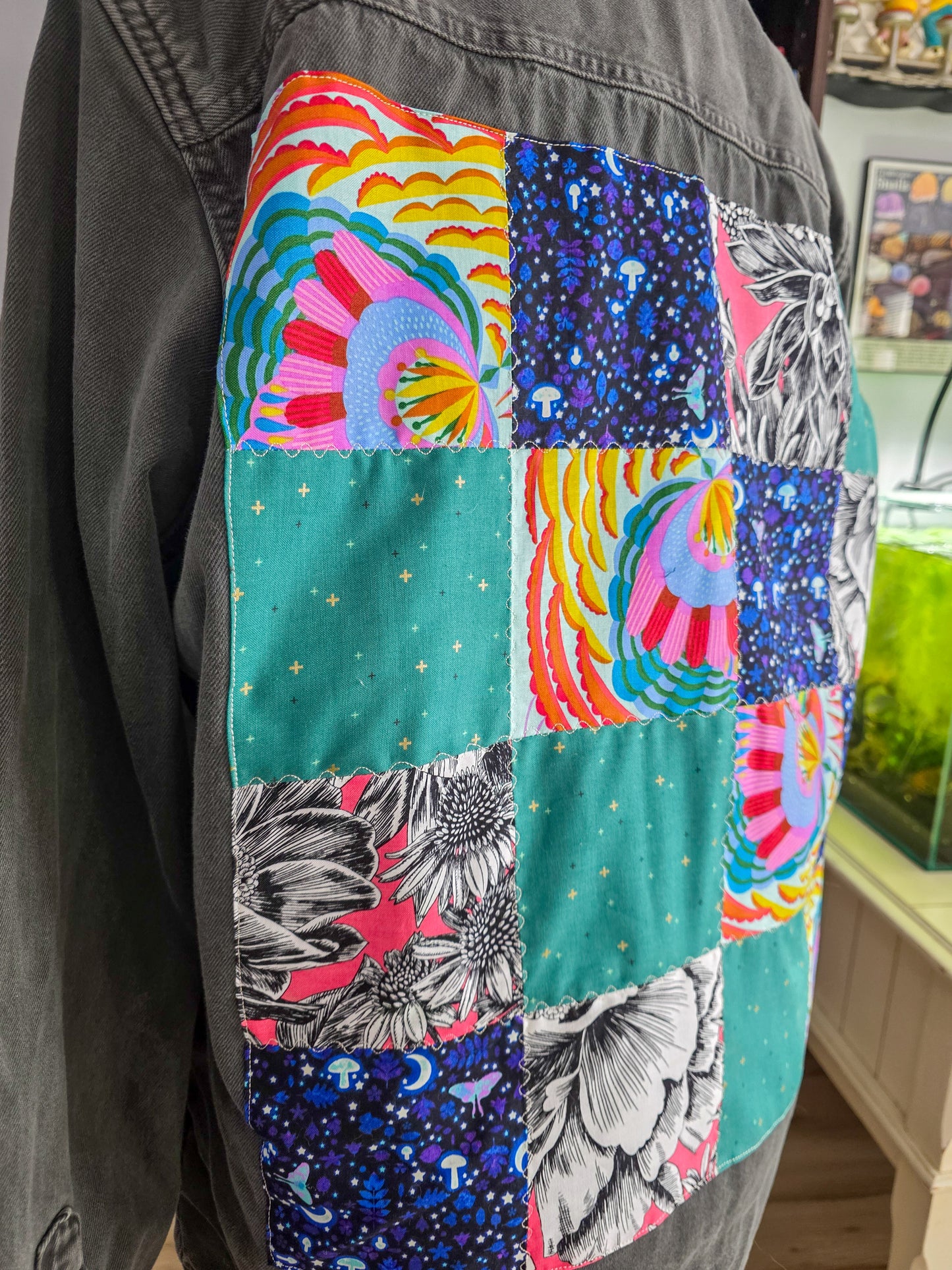 Upcycled Eclectic Patchwork Jacket, Unisex Size XL