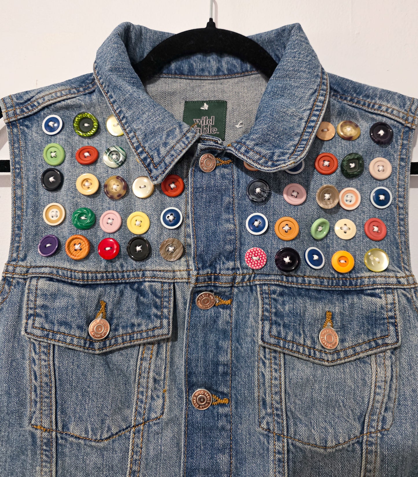 Upcycled Denim Button Vest