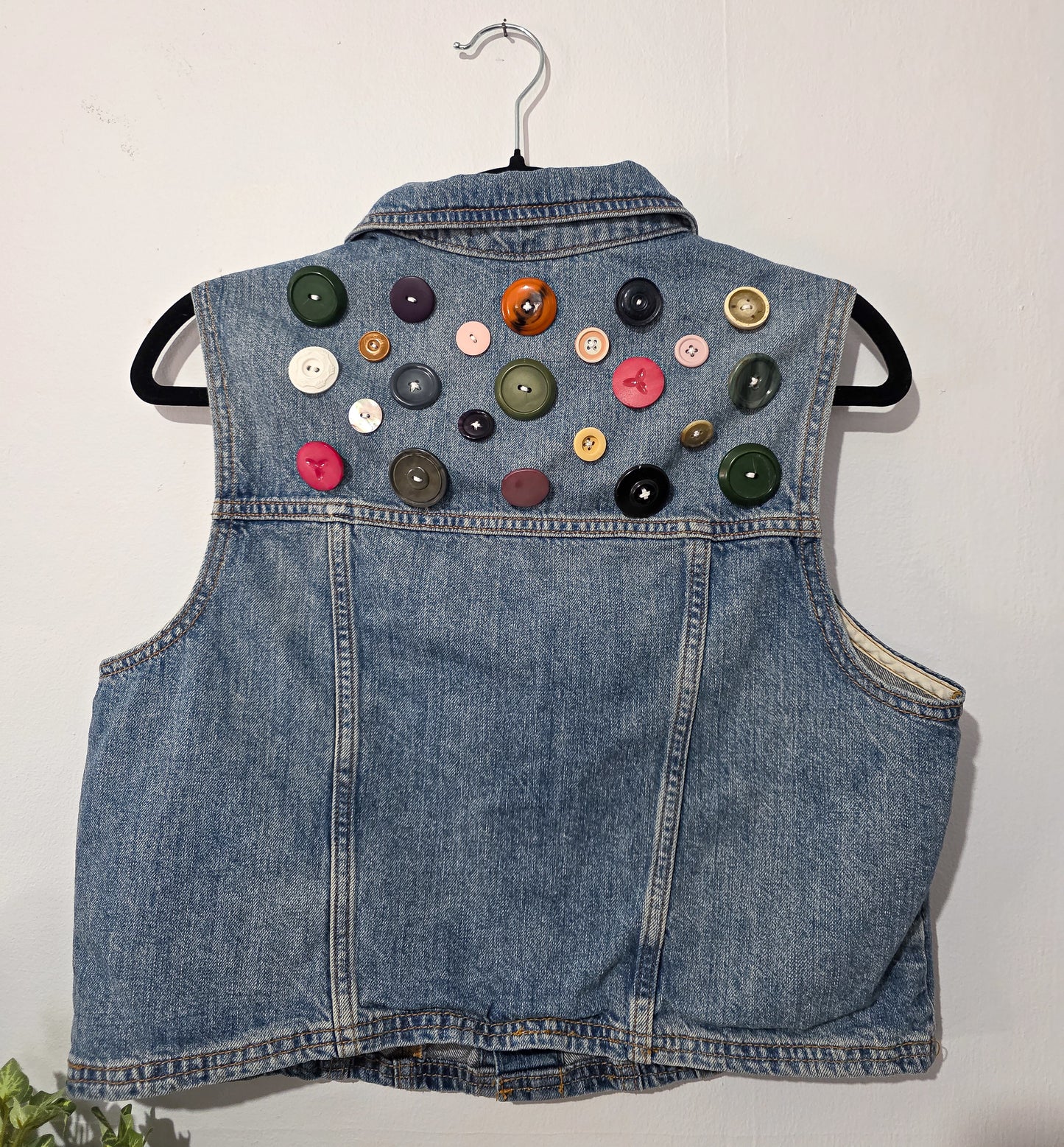 Upcycled Denim Button Vest