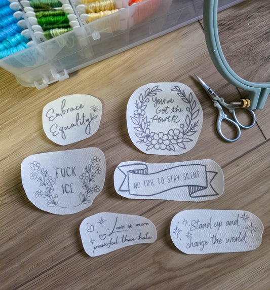 Equality and Activism Stick and Stitch Embroidery Patterns: Feminist and Pro Choice