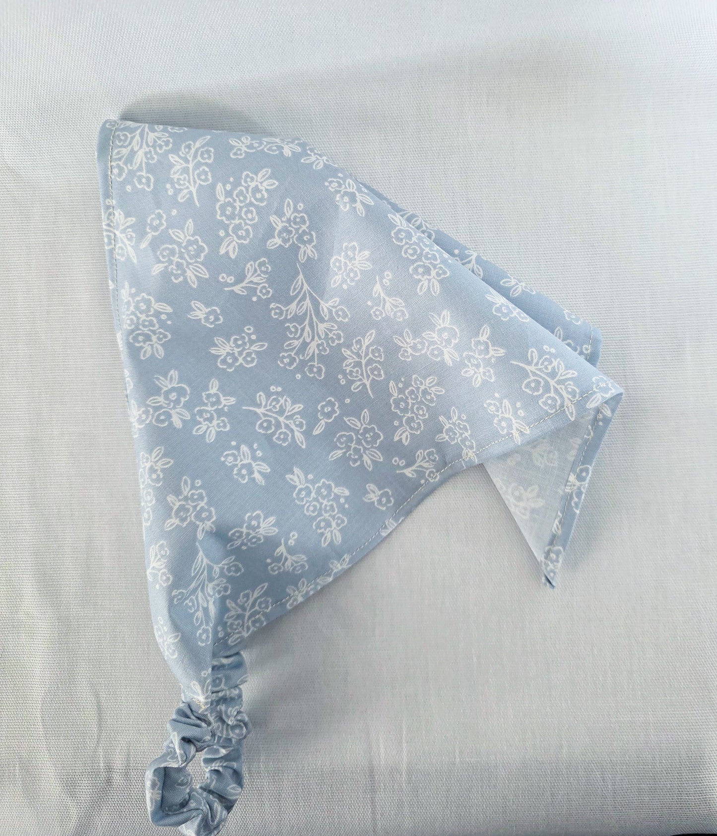 Light Blue/Periwinkle Floral Print Elastic Hair Bandana
