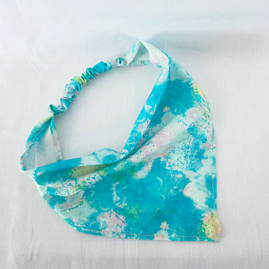 Bright Blue Marble Print Elastic Hair Bandana