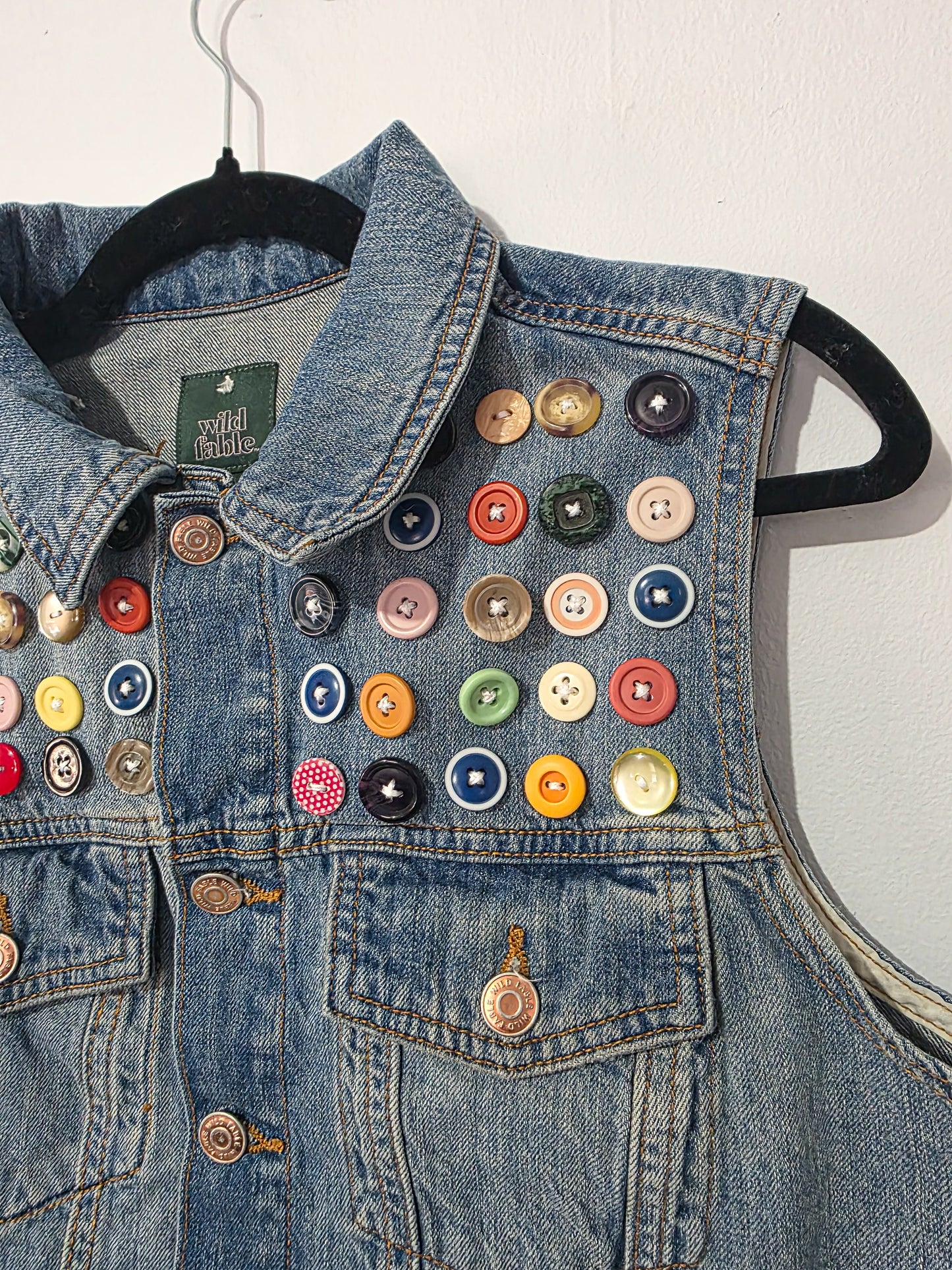 Upcycled Denim Button Vest