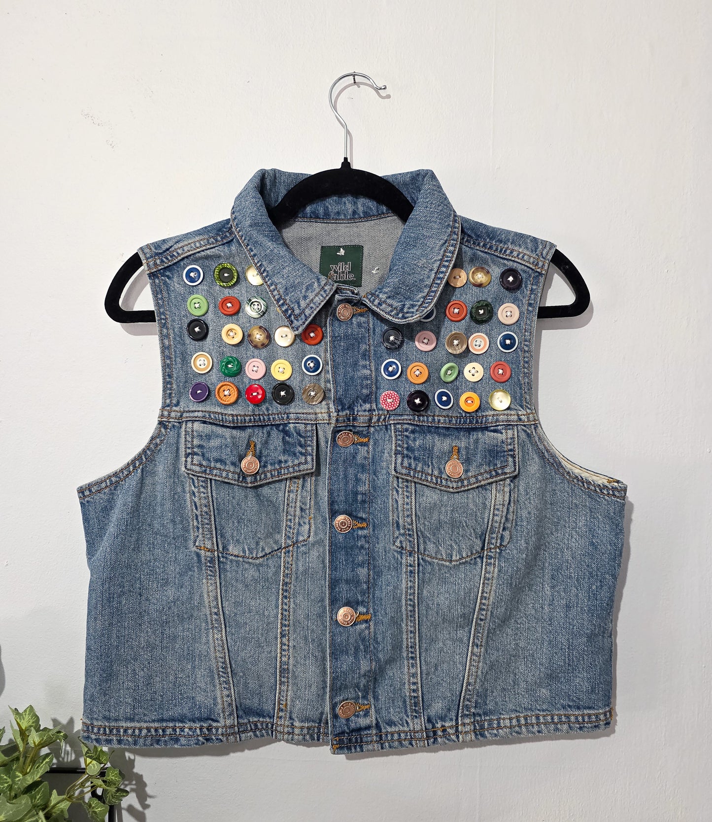 Upcycled Denim Button Vest