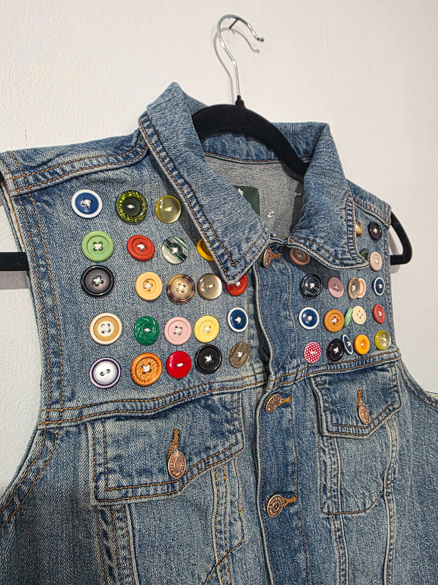 Upcycled Denim Button Vest